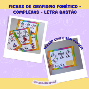 Fichas de Grafismo Fonético - Complexas - Letra Bastão