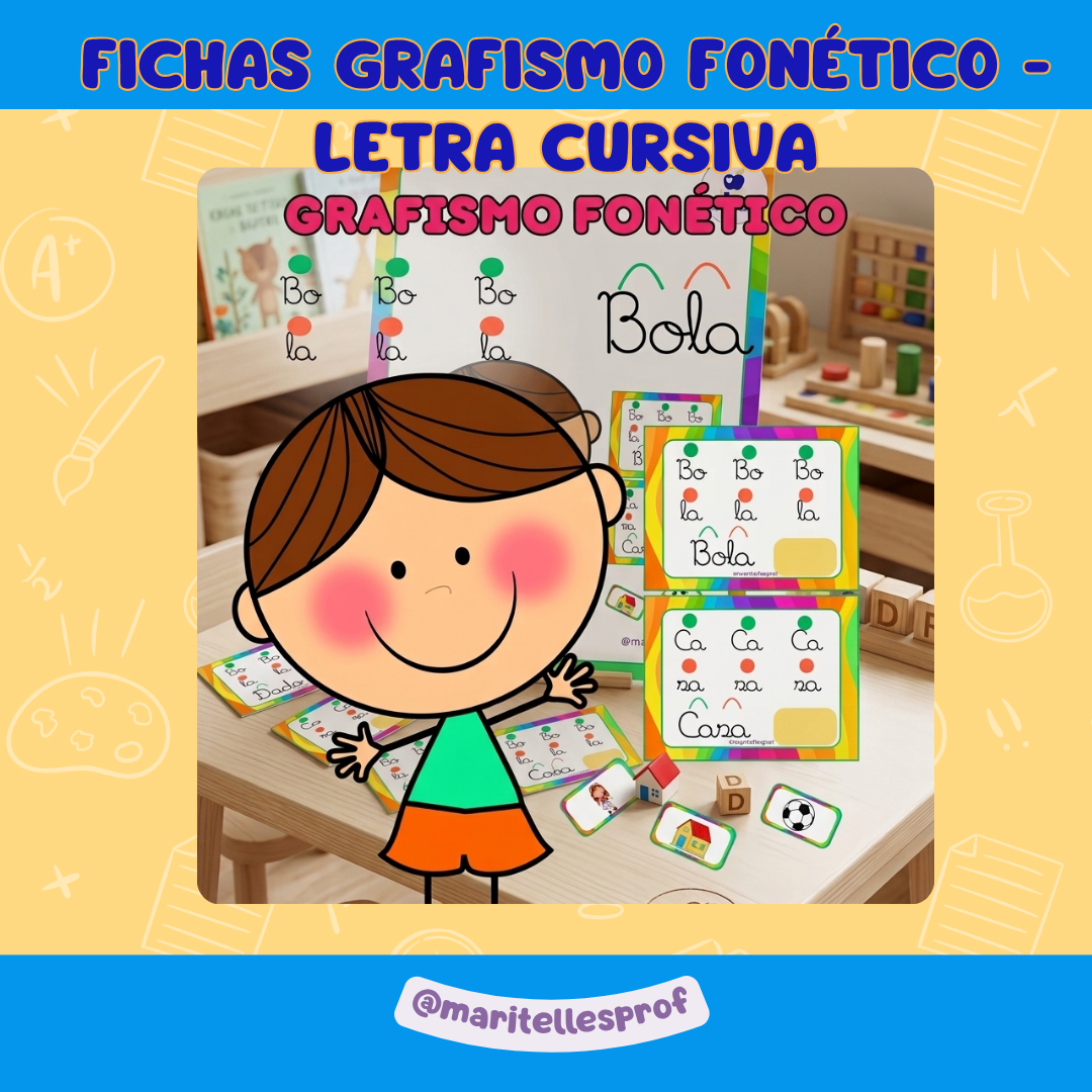 Fichas de Grafismo Fonético - Letra Cursiva